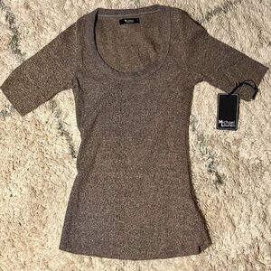 Michael Lauren Heathered Brown Scoop Neck Top Sz S
